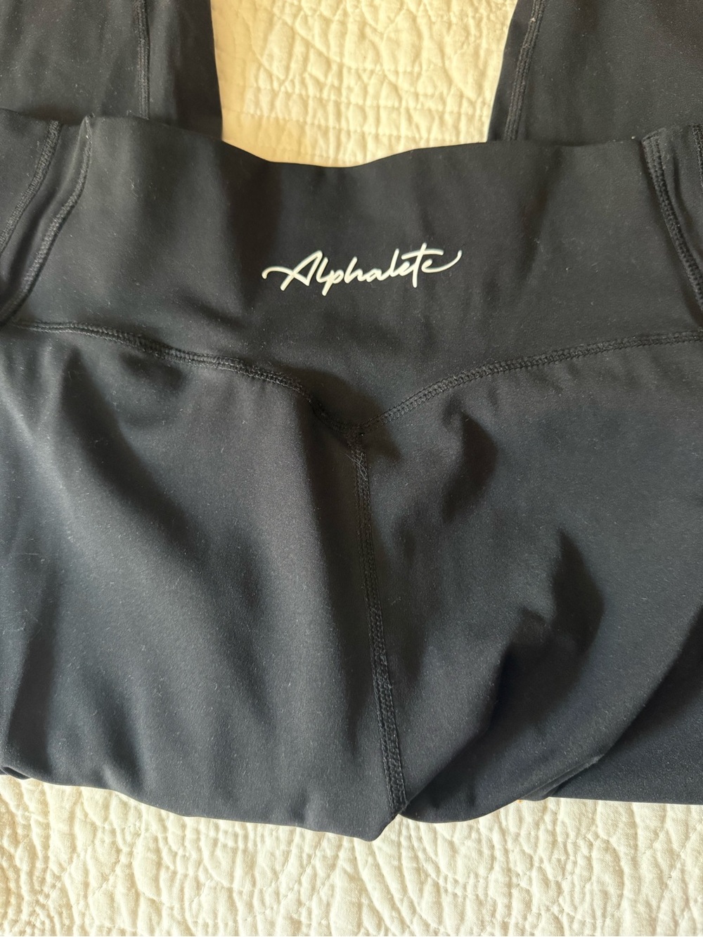 Alphalete Black Leggings with White Logo